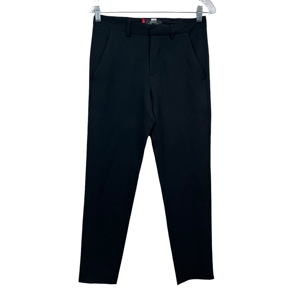 Misha NoNoo Womens Pants Slim Straight Flat Front Slash Pockets Black Size 0*